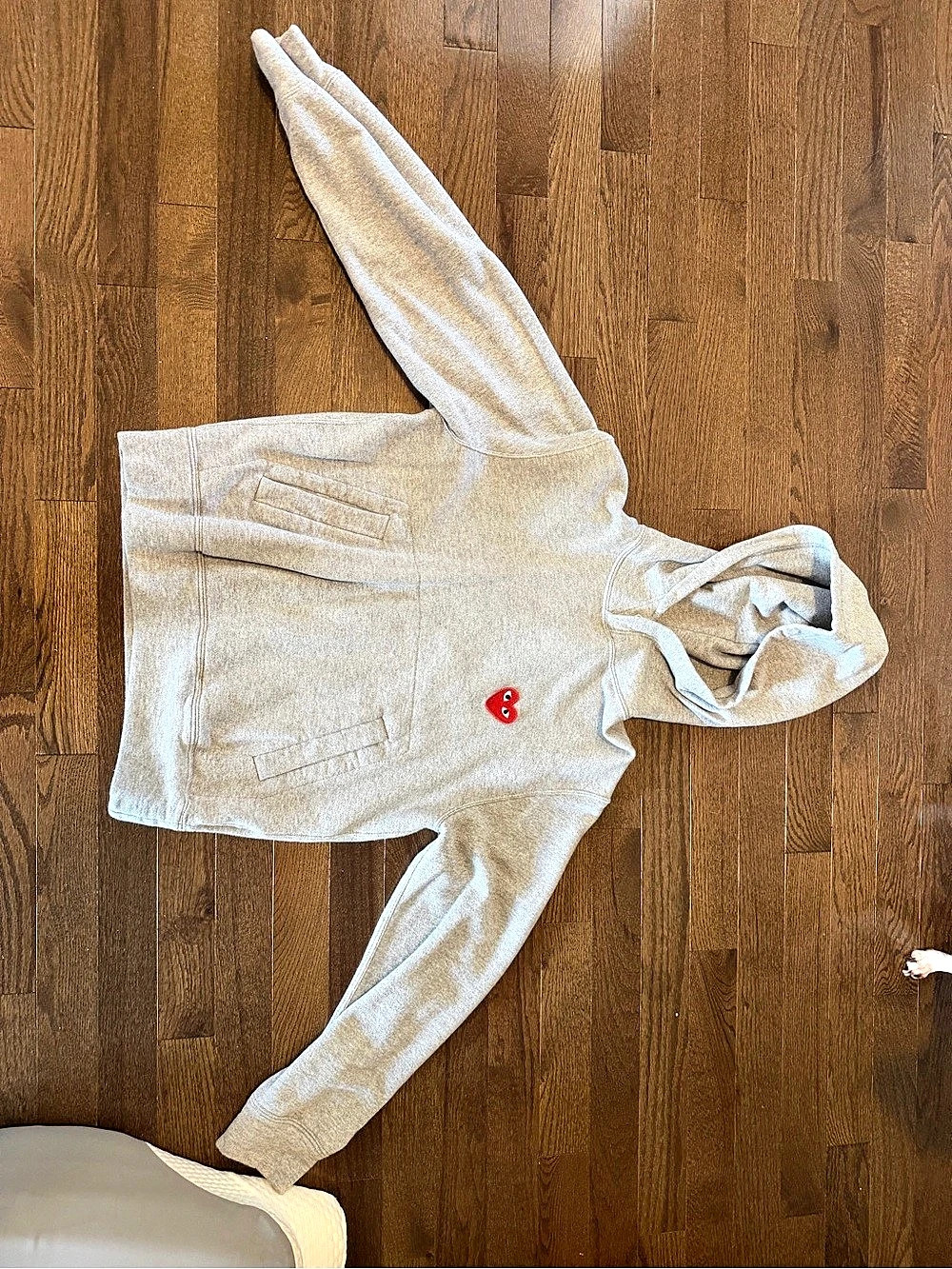 Kids Comme des Garçons PLAY zip hoodie Gray Size Large